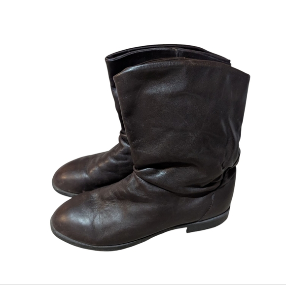 Dexter Boots Slouchy Brown Leather Pull On size 9.5 Classic Retro Made In USA - Picture 1 of 8